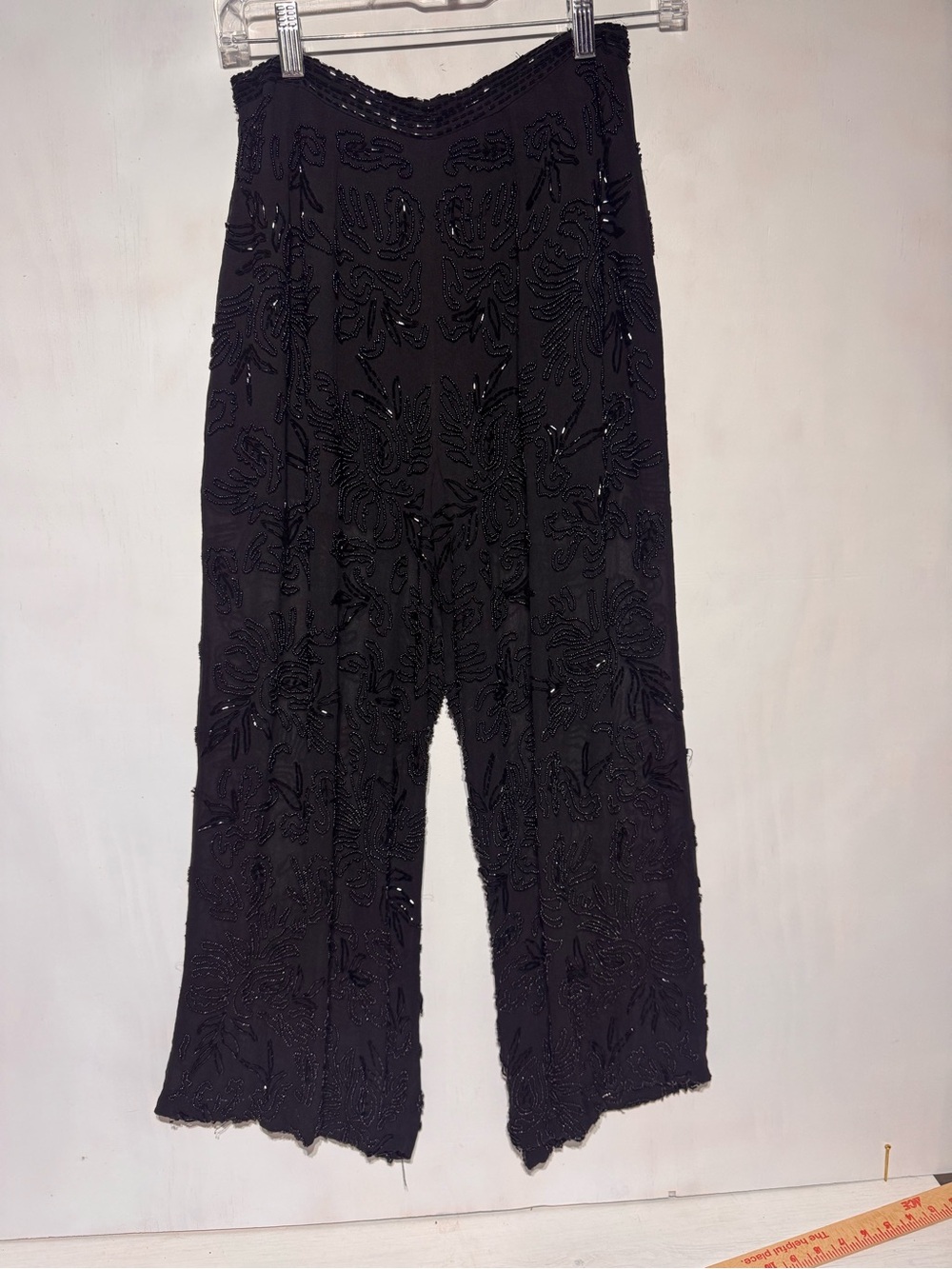 A.J. Bari Vintage 100% Silk Black Beaded Pants